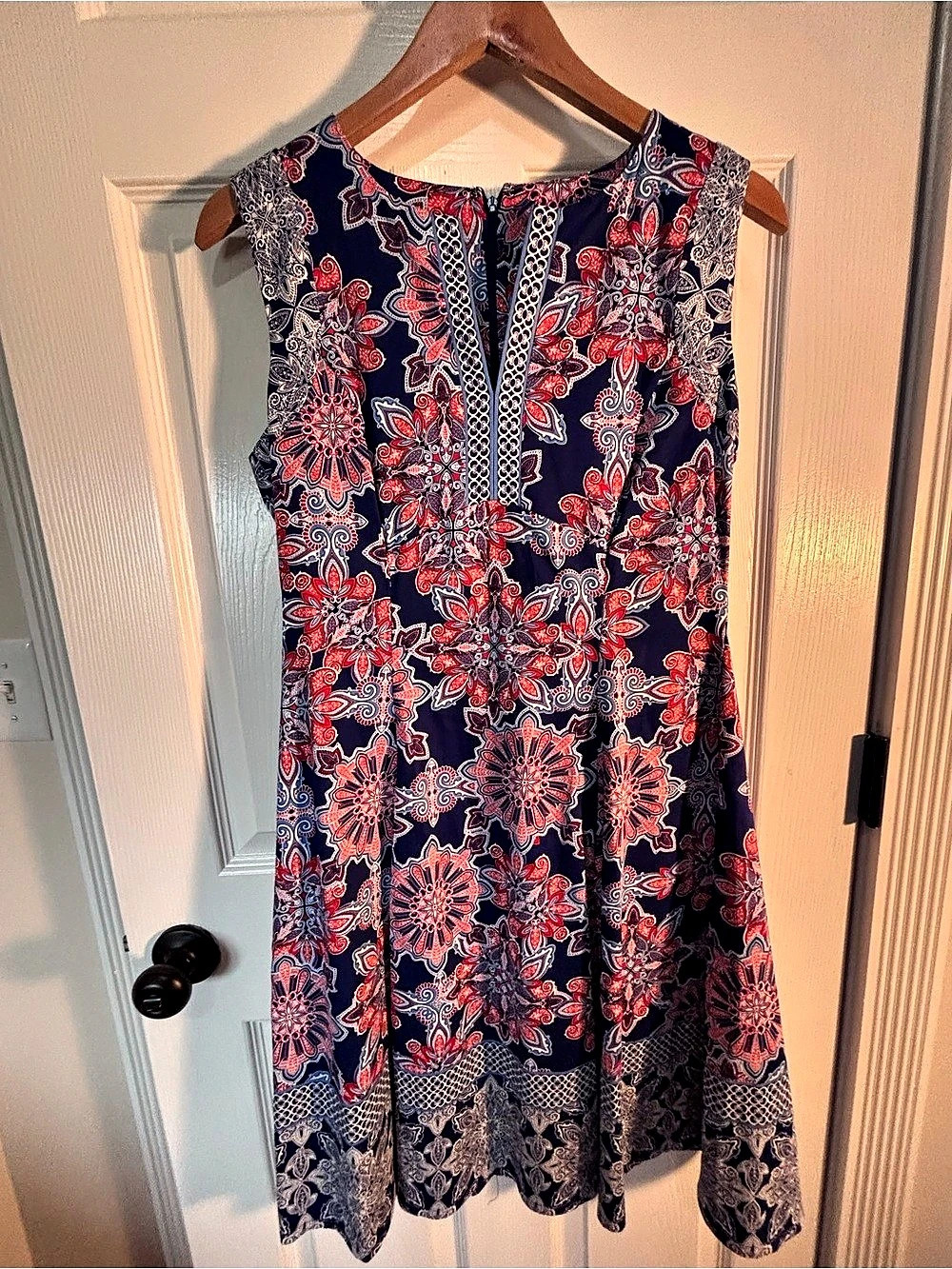Adorne Paisley Mini Dress in Blue & Red Size Medium Like New